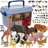 Set figurine animale Kruzzel, 48 animale si accesorii cu valiza