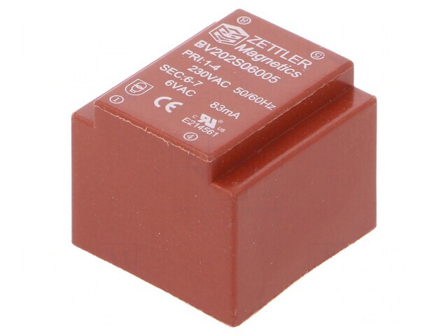 Transformator &icirc;ncapsulat 0,5VA 230V 6,3V PCB