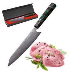 Cuțit Japonez Profesional Koken, din oțel Damasc cu 67 de straturi,realizat manual din materiale premium, lamă de 20 cm cu conținut ridicat de carbon,