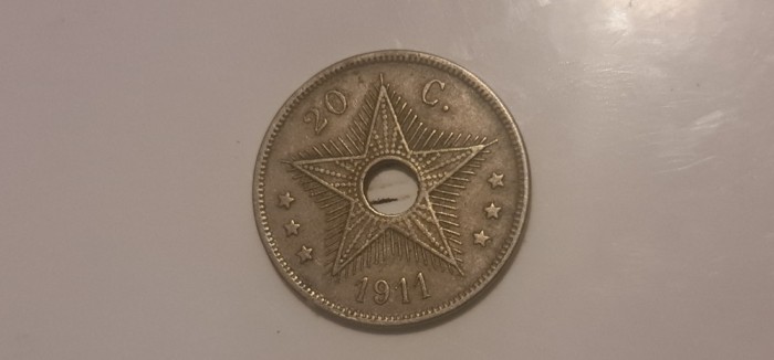 Congo Belgian - 20 cent 1911.