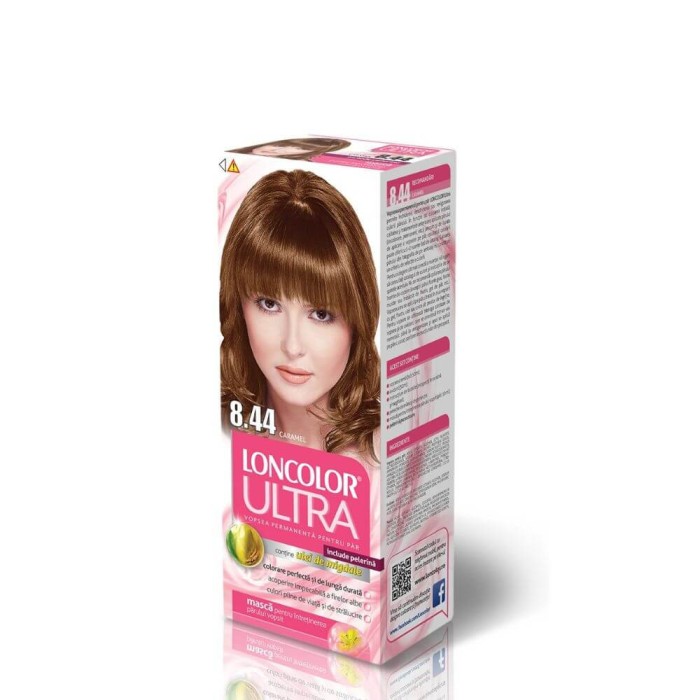 Vopsea de Par Permanenta LONCOLOR Ultra 8.44, 100 ml, Caramel, Vopsea de Par LONCOLOR, Vopsea de