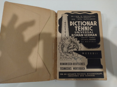 Dicționar tehnic universal rom&amp;acirc;n-german. O. Bocancea și Dipl. Zapolanski foto