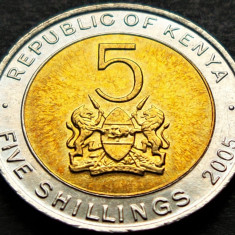 Moneda exotica bimetal 5 SHILING - KENYA, anul 2005 * cod 735 A = UNC