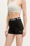 Puma pantaloni scurți de antrenament Strong culoarea negru, cu imprimeu, high waist, 526002