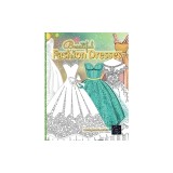 Beautiful fashion dresses coloring book for adults, beautiful dresses coloring book Geometric pattern coloring books for adults