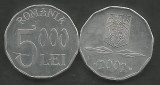 ROMANIA 5000 5.000 LEI 2002 [1] XF++ a UNC , livrare in cartonas