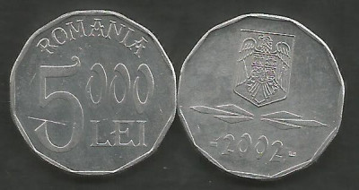 ROMANIA 5000 5.000 LEI 2002 [1] XF++ a UNC , livrare in cartonas foto