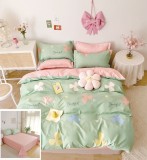 Cumpara ieftin Lenjerie Pat Alice Sf085, Bumbac, 4 Piese, Fara Elastic, Roz, Verde