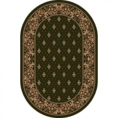 Covor Oval Model Bisericesc Lotos 15033-310, Marime 80 x 150 cm, Verde, Inaltime Fir 8 mm, Antialergic, Polipropilena, Manastire, Biserica, Altar, Nao
