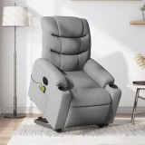 vidaXL Fotoliu electric masaj rabatabil cu ridicare, gri &icirc;nchis textil