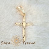 Cumpara ieftin Cruce fina 3 cm cu gravuri de soare si raze , Simbol al Luminii divine, SaraTremo