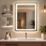 Cumpara ieftin Oglinda Baie LED Erste 59x78 cm Rama Neagra IP44 CCT 10W - Oglinda Rectangulara Moderna cu Iluminare Reglabila pentru Eleganta si Functionalitate