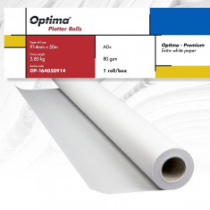 Rola Plotter A0+, 80gr, 914mm X 50m, Optima - Premium