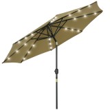 Outsunny Parasol octogonal inclinabil &Oslash; 2,7 x 2,4 m luminos solar 24 LED-uri poliester cu densitate mare de 180 g/m&sup2; maro | Aosom Romania