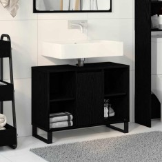 vidaXL Dulap de Baie cu ușă Stejar negru 80 x 33 x 60 cm Lemn compozit 873900
