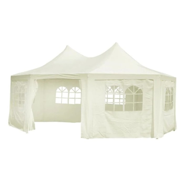 Cort de petrecere octogonal, crem, 6 x 4,4 x 3,5 m