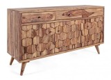 Comoda 3 sertare si 3 usi din lemn maro Kant 132 cm x 40 cm x 77 h