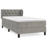 Cumpara ieftin Pat continental cu saltea, gri deschis, 80x200 cm, catifea