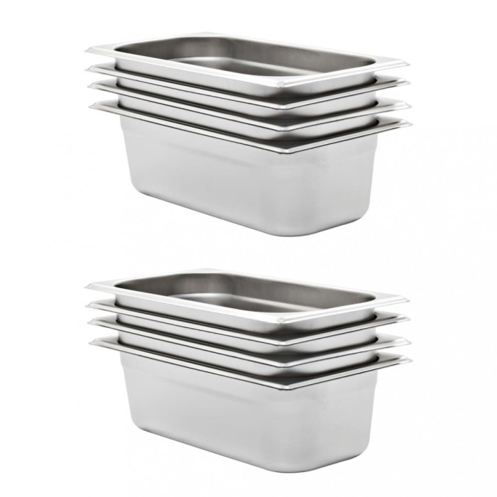 vidaXL Recipiente Gastronorm 8 buc. GN 1/3 100 mm oțel inoxidabil 50895