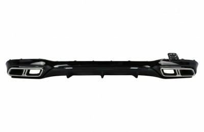 Difuzor Bara Spate Negru Lucios cu Ornamente tobe Crom Mercedes E-Class W213 (2016+) E63S Design Performance AutoTuning foto