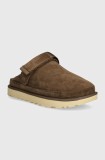 UGG papuci din piele Goldenstar Clog femei, culoarea maro, cu platforma, 1138252-HCK