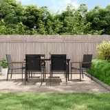 VidaXL Set mobilier de grădină, 7 piese, negru, textilenă și oțel