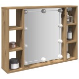 VidaXL Dulap cu oglindă și LED stejar artizanal 76x15x55 cm, lemn 857002