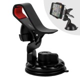 Suport telefon auto cu rotire 360&deg;, Negru, Plastic, 10x11 cm, CMCLASS