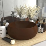 vidaXL Chiuvetă de baie lux maro &icirc;nchis mat 40x15 cm ceramică rotund 147006