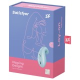 Vibrator dublu SATISFYER Dipping Delight, pentru stimulare clitoridiană și vaginală, 12 funcții de vibrații, rezistent la apă IPX7, albastru