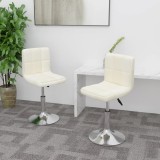 VidaXL Scaune de bucătărie pivotante, 2 buc., crem, material textil