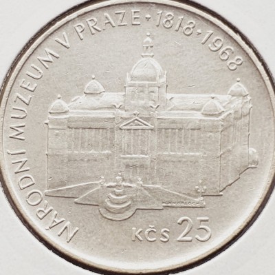 580 Cehoslovacia 25 Korun 1968 Prague National Museum km 64 argint foto