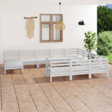 VidaXL Set mobilier de grădină, 11 piese, alb, lemn masiv de pin