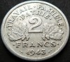 Moneda istorica 2 FRANCI - FRANTA, anul 1943 * cod 1183, Europa, Aluminiu