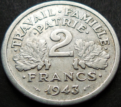 Moneda istorica 2 FRANCI - FRANTA, anul 1943 * cod 1183 foto