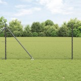 Gard Hexagonal vidaXL Gri 1x50 m Oțel, St&acirc;lpi de gard vidaXL cu v&acirc;rf 13 pcs &Oslash;32 mm 120 cm Oțel zincat