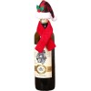 Set 4 accesorii decorative pentru sticlele de vin, tematica craciun, material textil/poliester, multicolor, Flippy