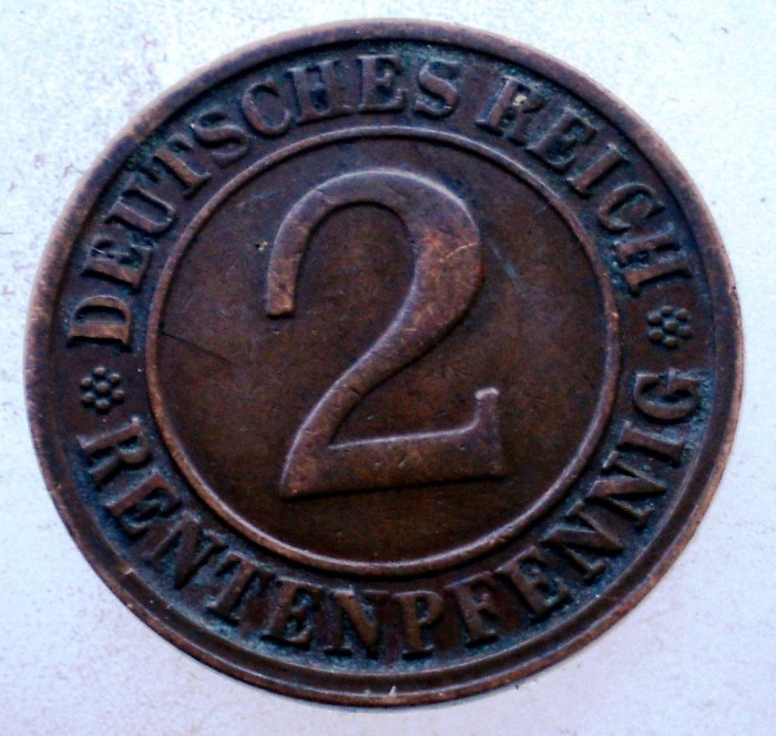 7.729 GERMANIA WEIMAR 2 RENTENPFENNIG 1923 D