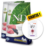 Cumpara ieftin Farmina N&amp;amp;D dog GF ADULT MINI Lamb &amp;amp; Blueberry 2x7 kg + Arpalit NEO GRATUIT