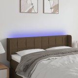 vidaXL Tăblie de pat cu LED, maro &icirc;nchis, 147x16x78/88 cm, textil
