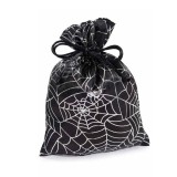 Cumpara ieftin Saculet dulciuri Halloween textil alb negru cm13x18H