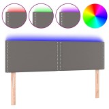 Cumpara ieftin Tablie de pat cu LED, gri, 144x5x78/88 cm, piele ecologica