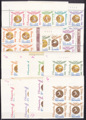 1964 LP 596 LP 596 a MEDALII OLIMPICE DANTELATE+NEDANTELATE BLOCURI 4 TIMBRE MNH foto