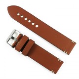 Cumpara ieftin Curea Ceas Piele Naturala Maro Deschis Time Veranda: 20mm, 22mm, 24mm, 26mm, Catarama Argintie