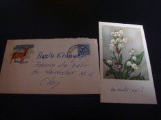 Carte postala - Plic mic cu felicitare - 1961- circulata foto