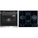Cuptor electric incorporabil + plita pe gaz incorporabila, Samus B2, clasa A, 75 litri, 9 functii, 4 arzatoare, arzator Wok, putere 8.6 kW, aprindere