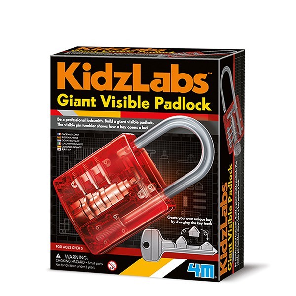 Kit constructie lacat gigant, Giant Visible Padlock, KidzLabs, 4M