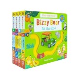 Bizzy Bear Find &amp; Follow Series 4 Books Set (At The Zoo, On The Farm, At The Dinosaur Park, Under The Sea)