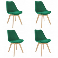 Set 4 scaune bucatarie/living, lemn, catifea, verde, 49x60x82 cm, Bari foto