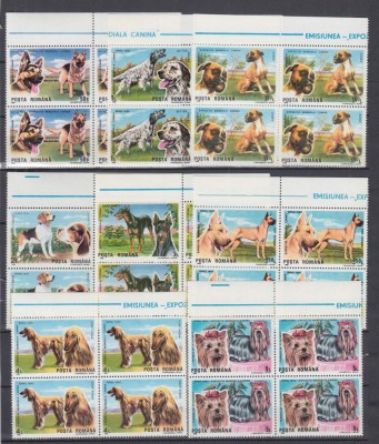 ROMANIA 1990 LP 1239 EXPOZITIA MONDIALA CANINA BRNO&amp;#039;90 BLOCURI DE 4 MNH foto